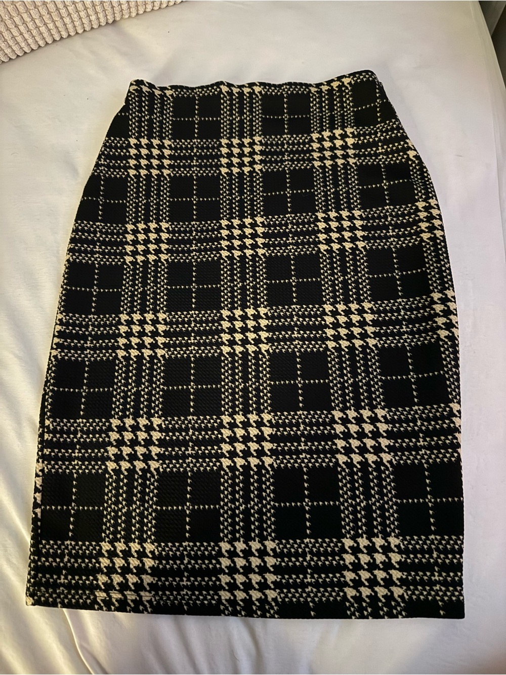 Chocolate Black and Cream Plaid Pencil Skirt